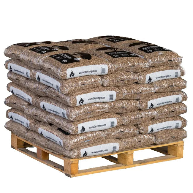 Palet de pellets Piñonero en sacos de 15 kg para calefacción