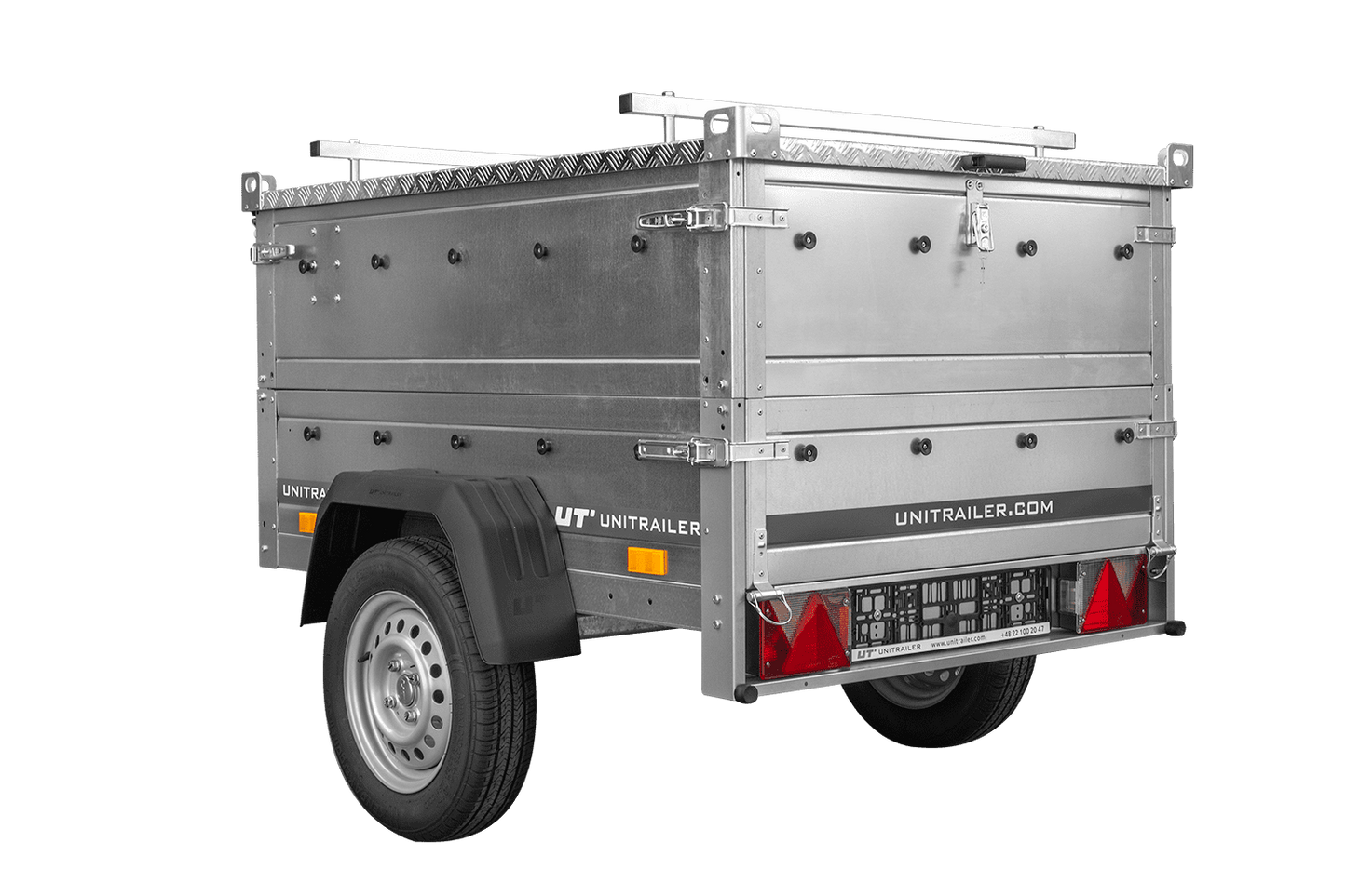 Remolque de un eje 150x106 UNITRAILER GARDEN 150 BASCULANTE con laterales BIS y tapa de aluminio