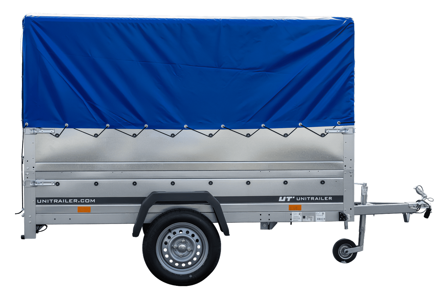 Remolque GARDEN TRAILER 230 BASCULANTE con rueda de apoyo, laterales adicionales, lona alta y estructura H800