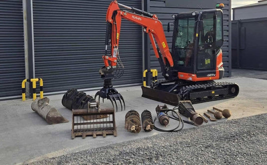 Miniexcavadora Kubota U27-4 de 2,7 t usada 2018 con 1189 h, pinza y 3 cucharones