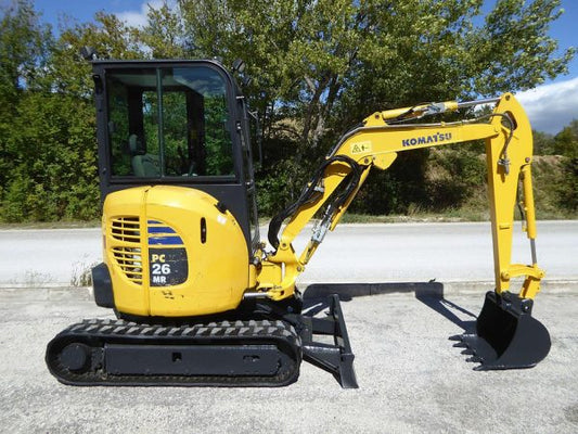 Miniexcavadora compacta usada Komatsu PC26MR-3 de 2,6 t, año 2017, 1055 h con 3 cucharones