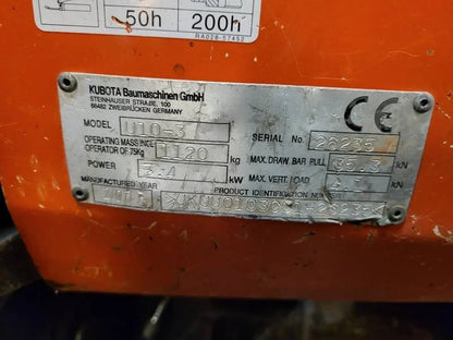 Miniexcavadora Kubota U 10-3 de 1,1 t usada 2016 de 825 h, primer dueño con 3 cucharones