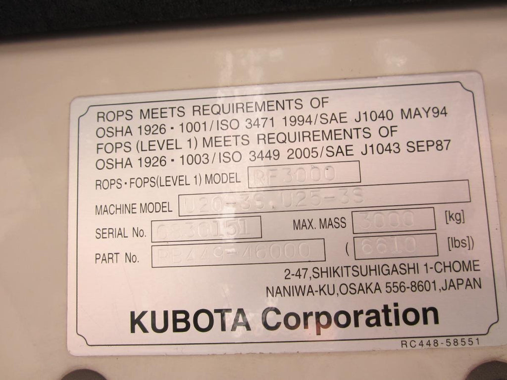 Kubota U25-3 (2005) – Mini Excavadora 2,6T – 6 333 h – 3 Cucharas – Enganche Rápido – Revisada