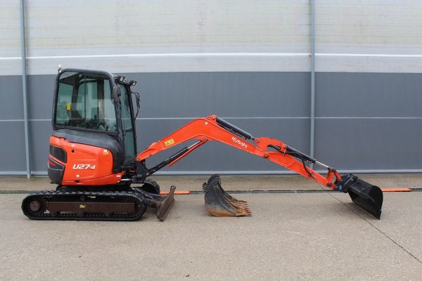 Miniexcavadora compacta Kubota U27-4 de 2,56 t, usada, año 2015, 1260 h, con cuchara de 50 cm