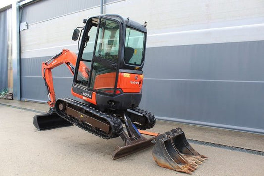 Miniexcavadora compacta Kubota U27-4 de 2,56 t, usada, año 2015, 1260 h, con cuchara de 50 cm