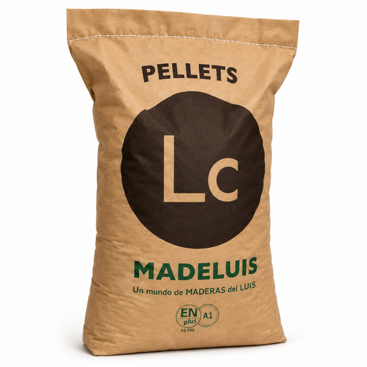 Palet de pellets Madeluis Pellet envase eco en sacos de 15 kg para calefacción