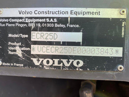 Volvo ECR25 (2015) – Miniexcavadora compacta de ocasión 2,5T, revisada