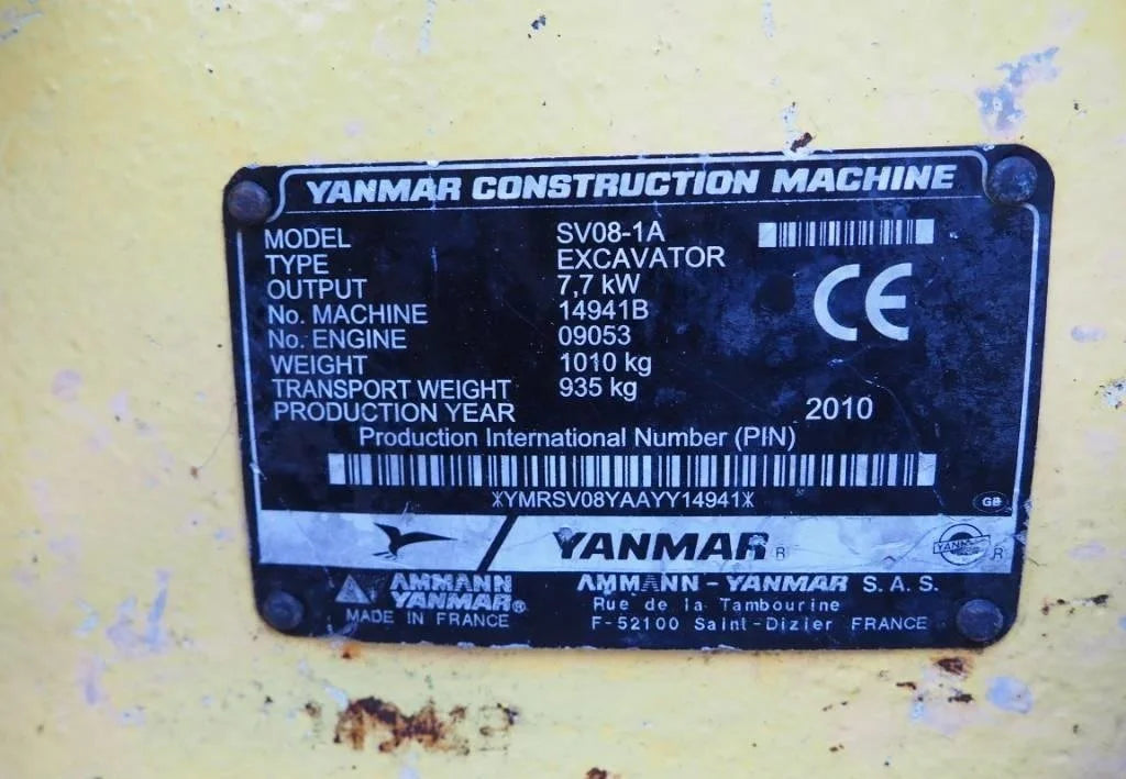 Miniexcavadora compacta Yanmar SV 08-1 A de 1,1 t usada 2010 con 1.918 h y 2 cucharones