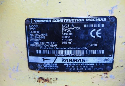 Miniexcavadora compacta Yanmar SV 08-1 A de 1,1 t usada 2010 con 1.918 h y 2 cucharones