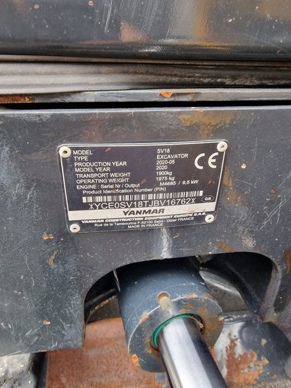 Miniexcavadora Yanmar SV18 de 1,97 t, usada, año 2020, 800 h, con cuchara inclinable