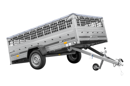 Remolque 264x150 UNITRAILER GARDEN 265 BASCULANTE con laterales de rejilla, marco H-0 y lona gris