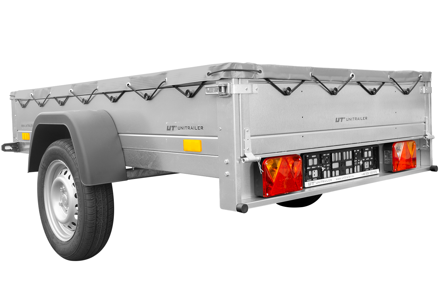 Remolque para coches Garden Trailer 201 KIPP 200x125 cm 750 kg [con lona plana, rueda de apoyo y soporte para lona]