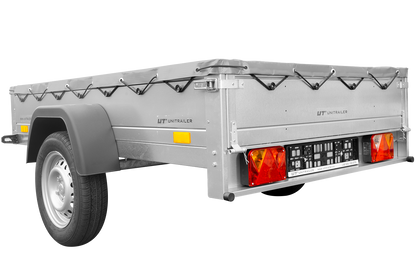 Remolque para coches Garden Trailer 201 KIPP 200x125 cm 750 kg [con lona plana, rueda de apoyo y soporte para lona]