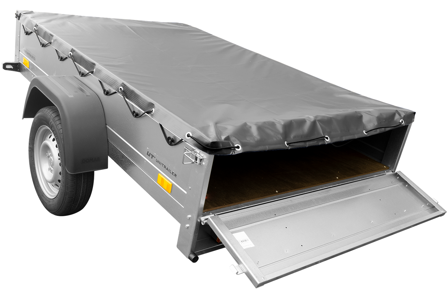 Remolque para coches Garden Trailer 201 KIPP 200x125 cm 750 kg [con lona plana, rueda de apoyo y soporte para lona]