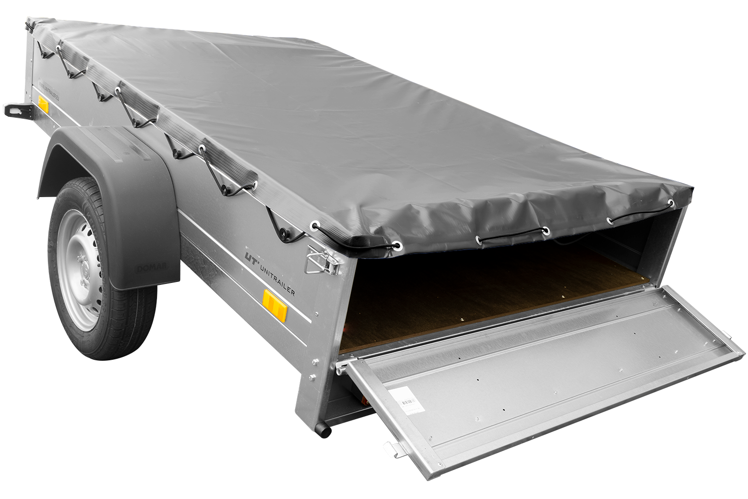 Remolque para coches Garden Trailer 201 KIPP 200x125 cm 750 kg [con lona plana, rueda de apoyo y soporte para lona]