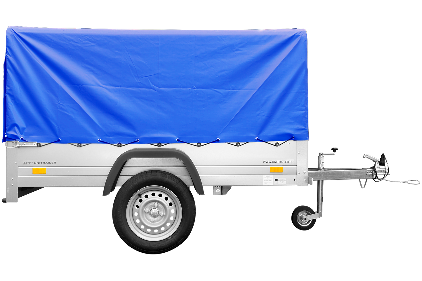 Remolque con lona GARDEN TRAILER 201 BASCULANTE [con rueda de apoyo, lona alta azul y estructura alta]