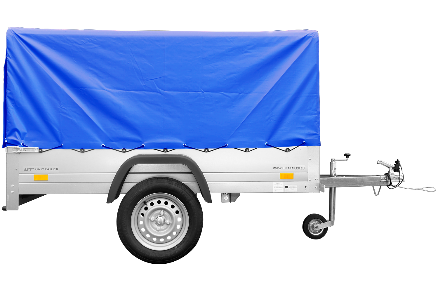 Remolque con lona GARDEN TRAILER 201 BASCULANTE [con rueda de apoyo, lona alta azul y estructura alta]