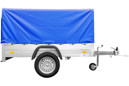 Remolque con lona GARDEN TRAILER 201 BASCULANTE [con rueda de apoyo, lona alta azul y estructura alta]