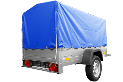 Remolque con lona GARDEN TRAILER 201 BASCULANTE [con rueda de apoyo, lona alta azul y estructura alta]