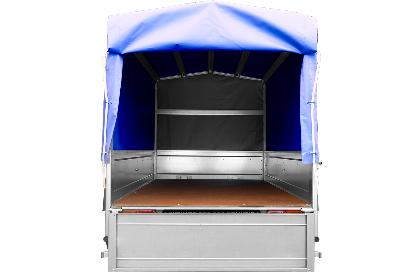 Remolque con lona GARDEN TRAILER 201 BASCULANTE [con rueda de apoyo, lona alta azul y estructura alta]