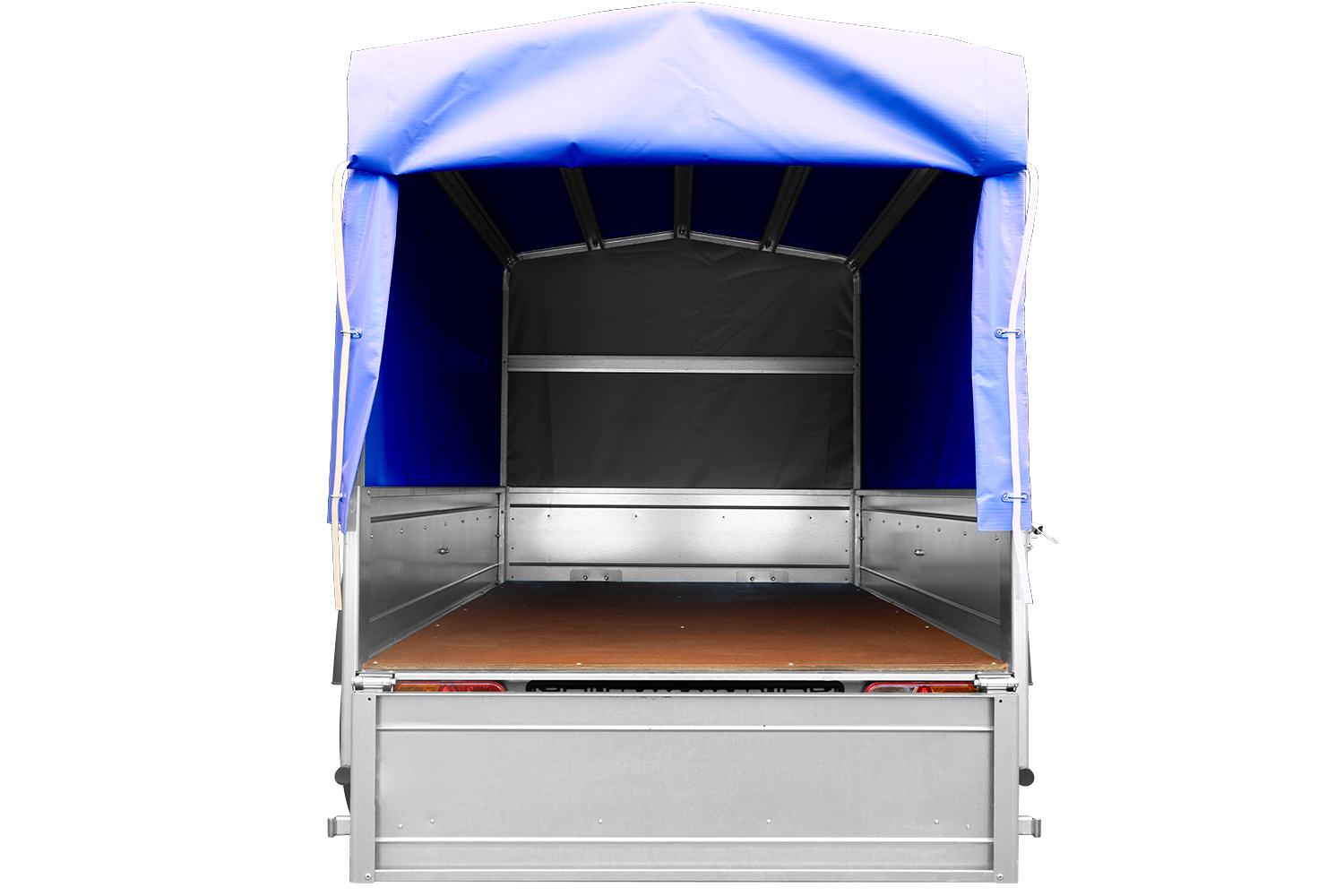 Remolque con lona GARDEN TRAILER 201 BASCULANTE [con rueda de apoyo, lona alta azul y estructura alta]