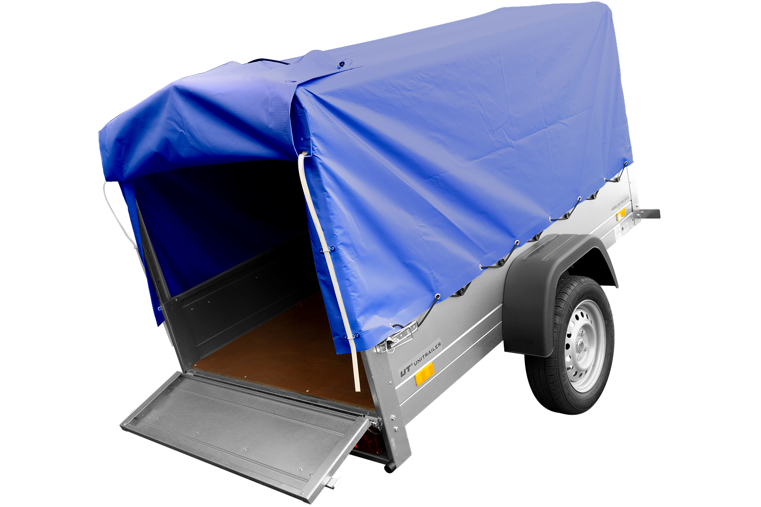 Remolque con lona GARDEN TRAILER 201 BASCULANTE [con rueda de apoyo, lona alta azul y estructura alta]