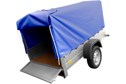 Remolque con lona GARDEN TRAILER 201 BASCULANTE [con rueda de apoyo, lona alta azul y estructura alta]