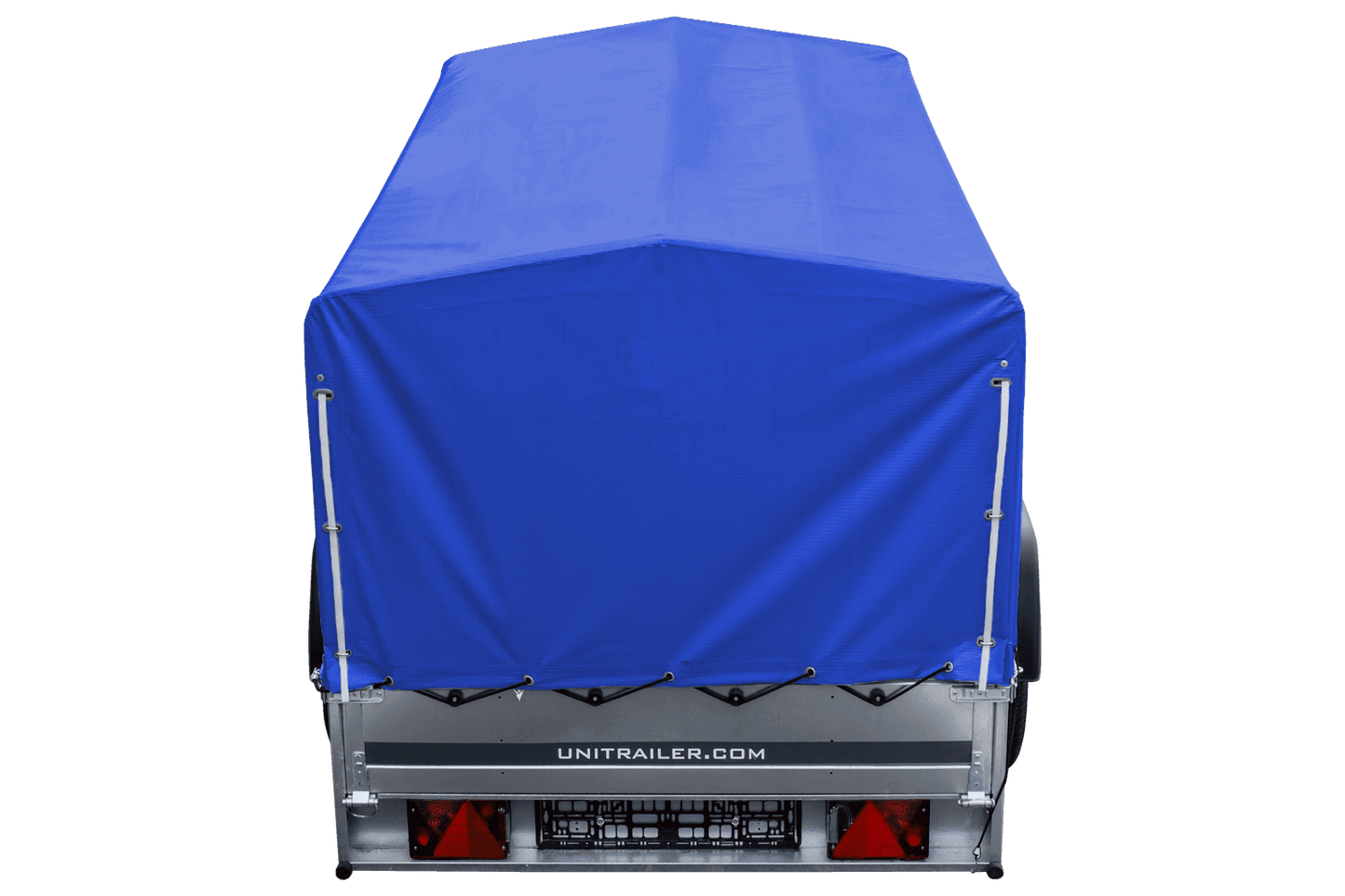 Remolque de jardín 230x125 230 KIPP Unitrailer 750 kg con rueda de apoyo, lona alta azul y estructura alta
