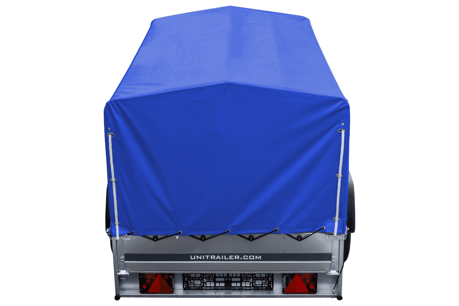 Remolque de jardín 230x125 230 KIPP Unitrailer 750 kg con rueda de apoyo, lona alta azul y estructura alta
