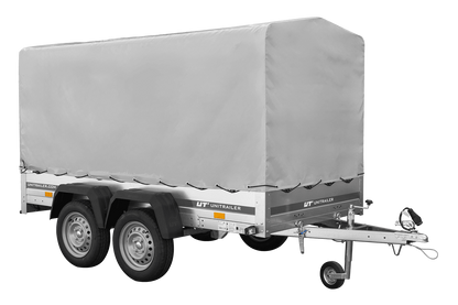 El remolque Garden Trailer 264/2 BASCULANTE CON RUEDA DE APOYO, H-1100-LONA ALTA Y LONA GRIS