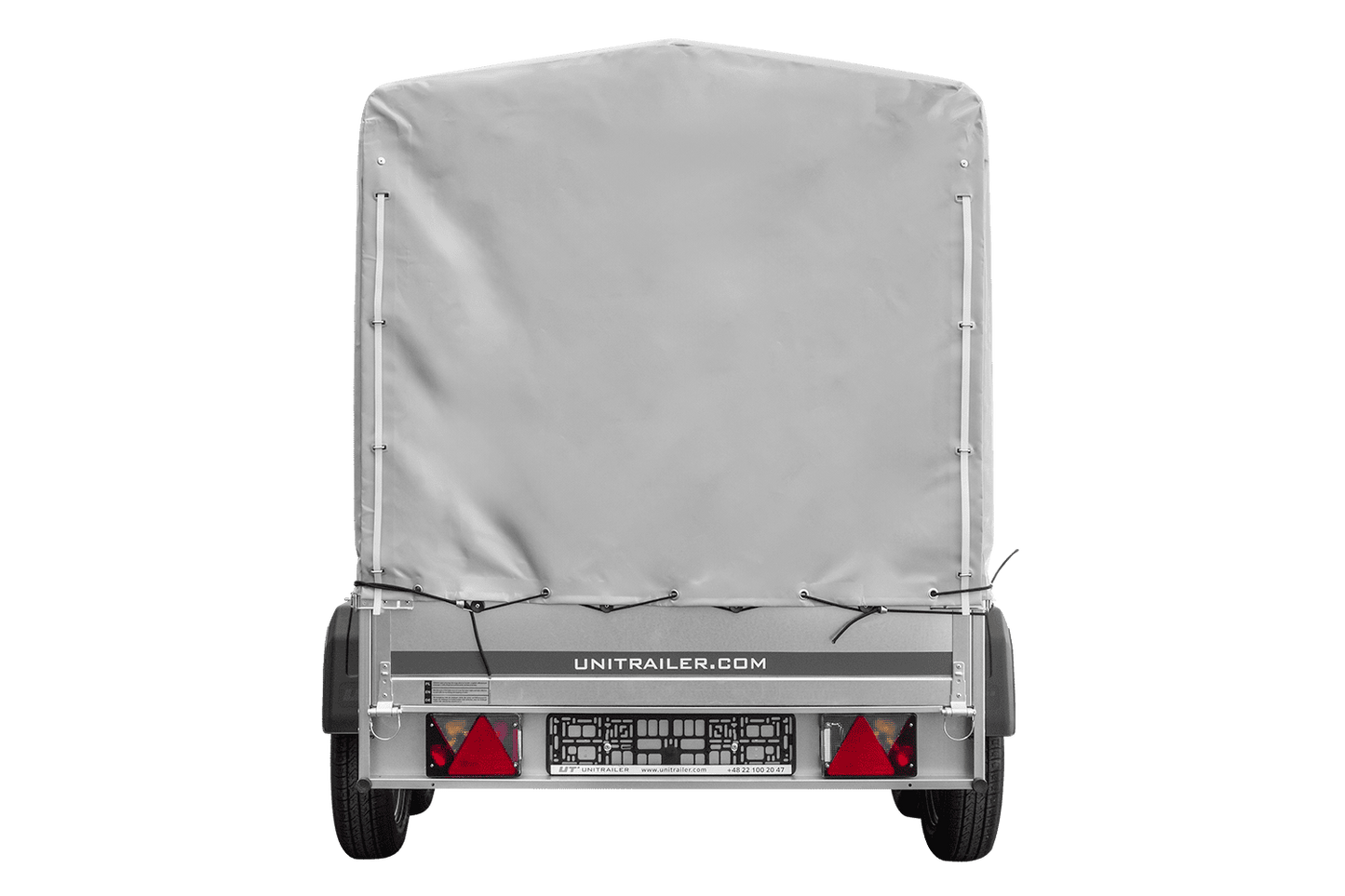 El remolque Garden Trailer 264/2 BASCULANTE CON RUEDA DE APOYO, H-1100-LONA ALTA Y LONA GRIS