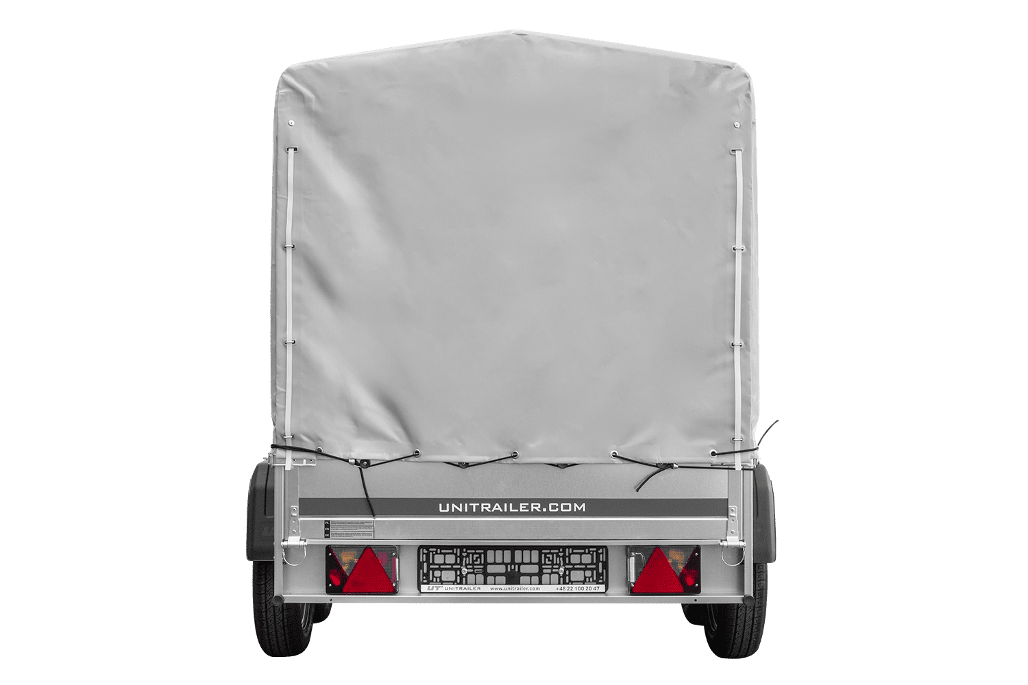 El remolque Garden Trailer 264/2 BASCULANTE CON RUEDA DE APOYO, H-1100-LONA ALTA Y LONA GRIS
