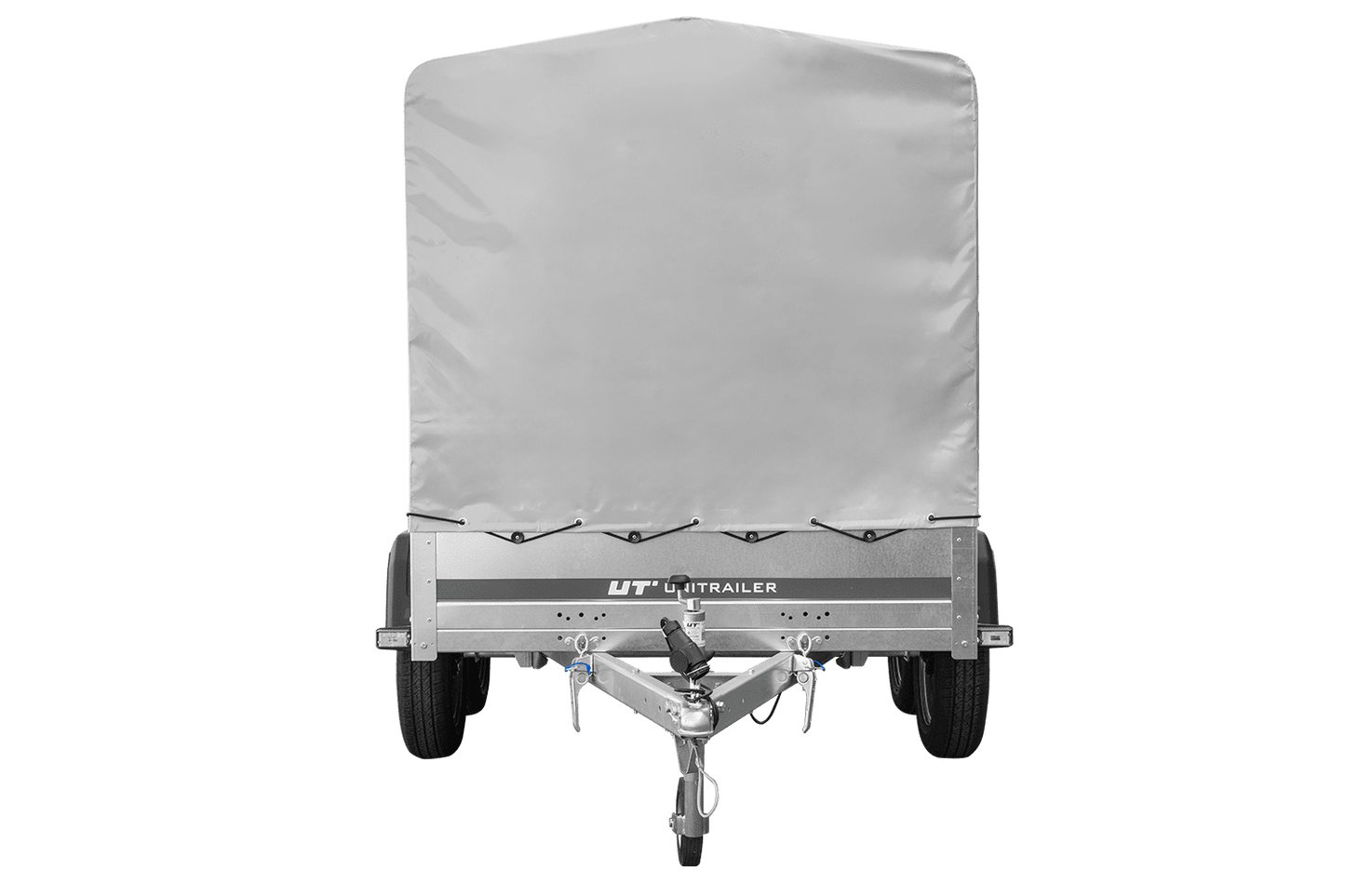 El remolque Garden Trailer 264/2 BASCULANTE CON RUEDA DE APOYO, H-1100-LONA ALTA Y LONA GRIS