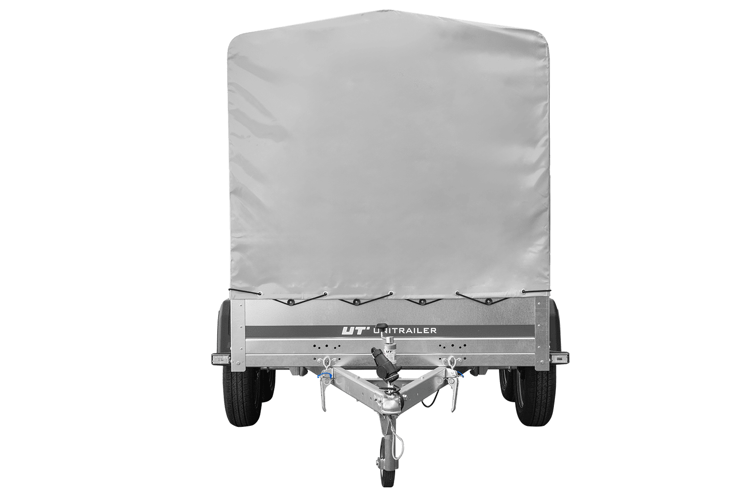 El remolque Garden Trailer 264/2 BASCULANTE CON RUEDA DE APOYO, H-1100-LONA ALTA Y LONA GRIS
