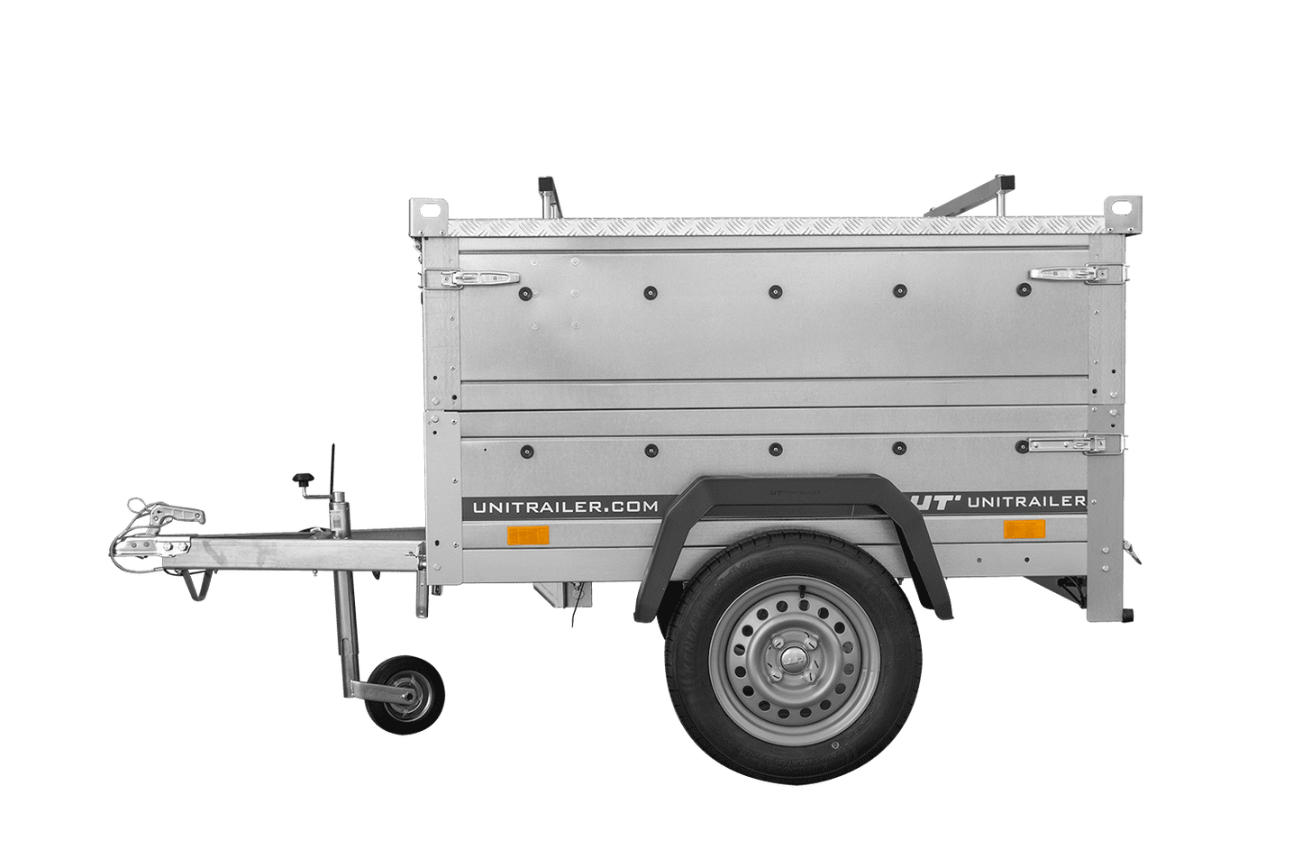 Remolque de un eje 150x106 UNITRAILER GARDEN 150 BASCULANTE con laterales BIS y tapa de aluminio