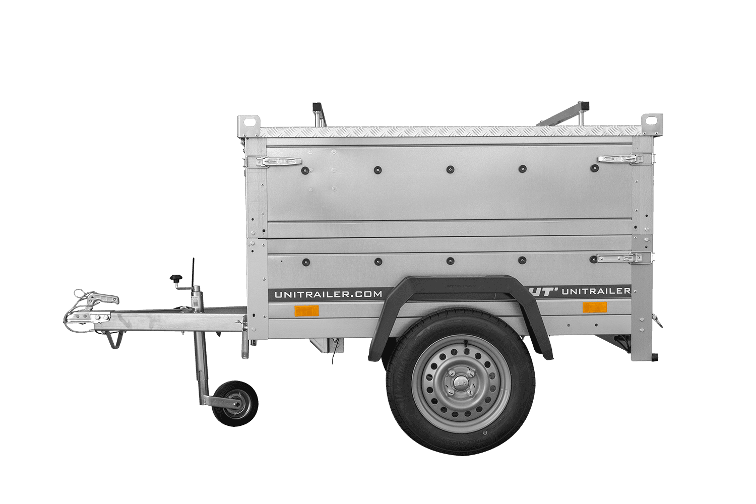 Remolque de un eje 150x106 UNITRAILER GARDEN 150 BASCULANTE con laterales BIS y tapa de aluminio