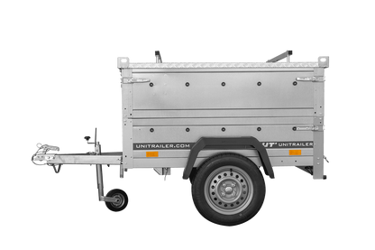 Remolque de un eje 150x106 UNITRAILER GARDEN 150 BASCULANTE con laterales BIS y tapa de aluminio