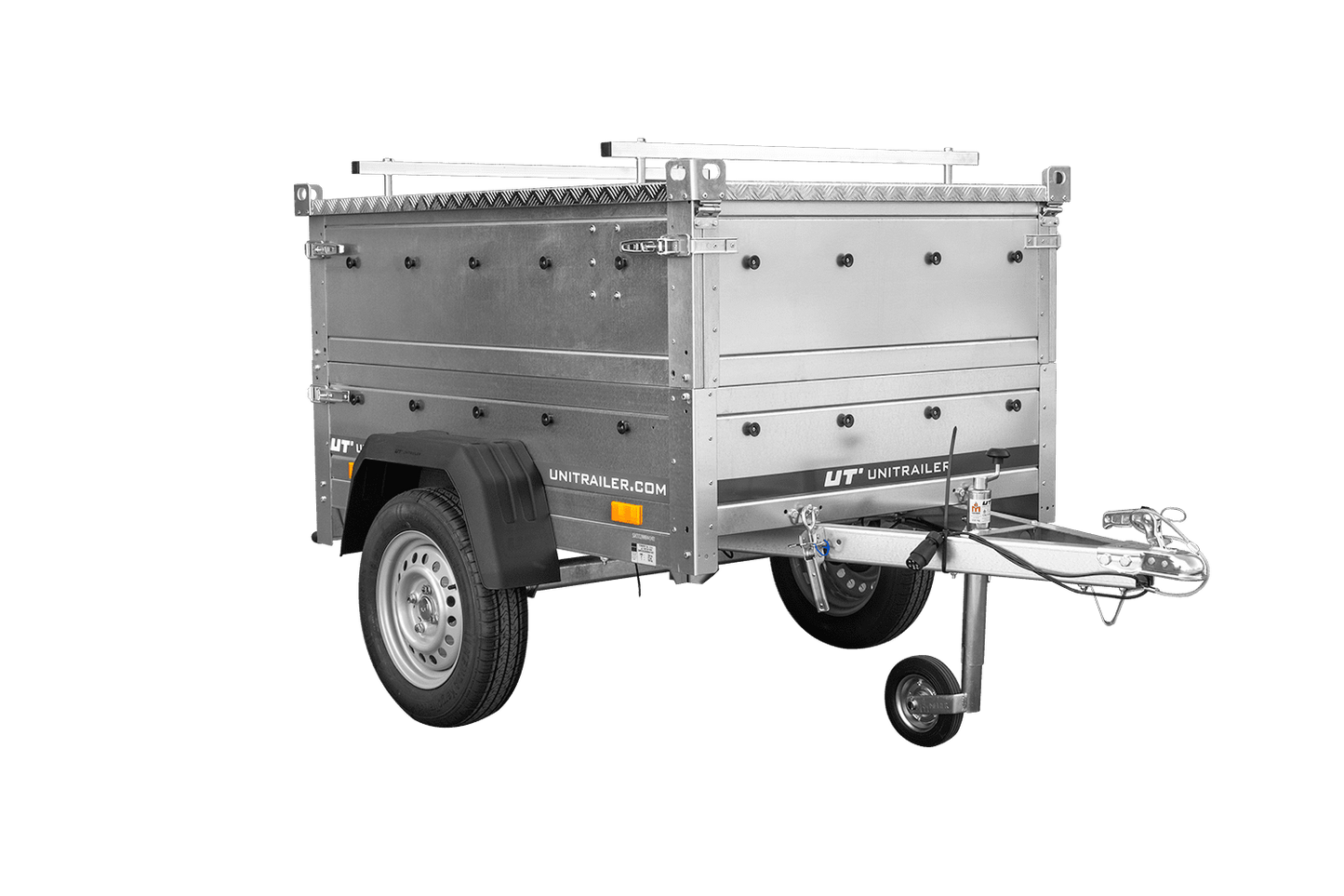 Remolque de un eje 150x106 UNITRAILER GARDEN 150 BASCULANTE con laterales BIS y tapa de aluminio