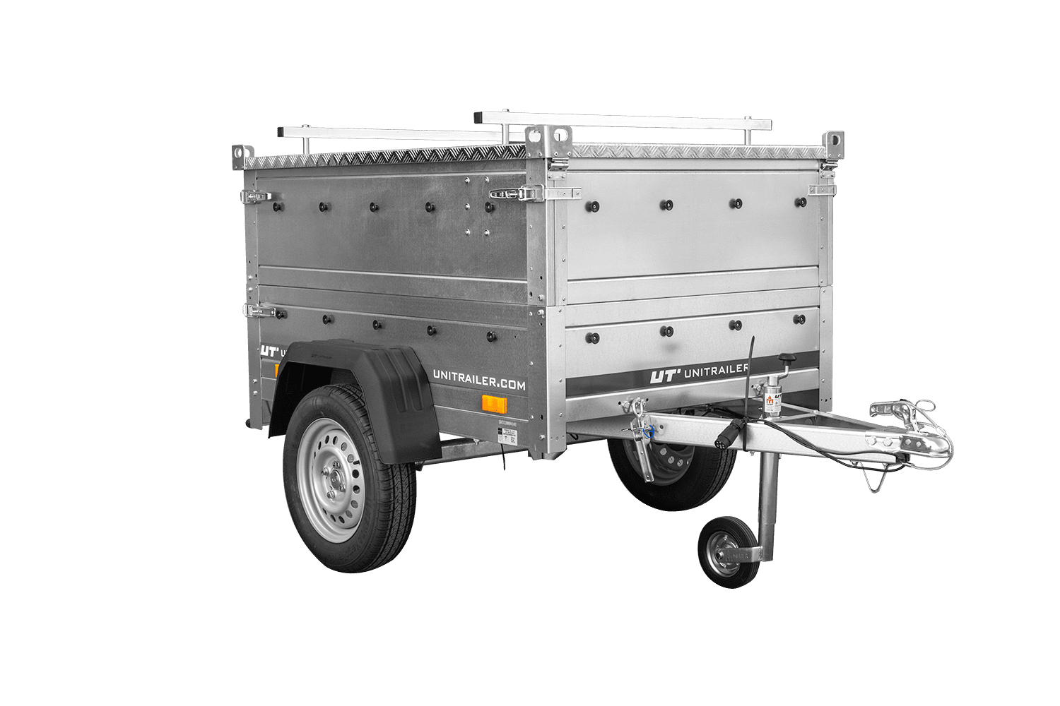 Remolque de un eje 150x106 UNITRAILER GARDEN 150 BASCULANTE con laterales BIS y tapa de aluminio