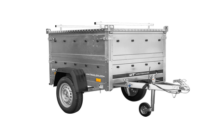 Remolque de un eje 150x106 UNITRAILER GARDEN 150 BASCULANTE con laterales BIS y tapa de aluminio