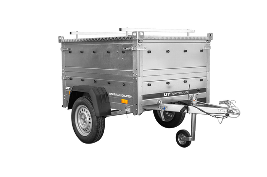 Remolque de un eje 150x106 UNITRAILER GARDEN 150 BASCULANTE con laterales BIS y tapa de aluminio