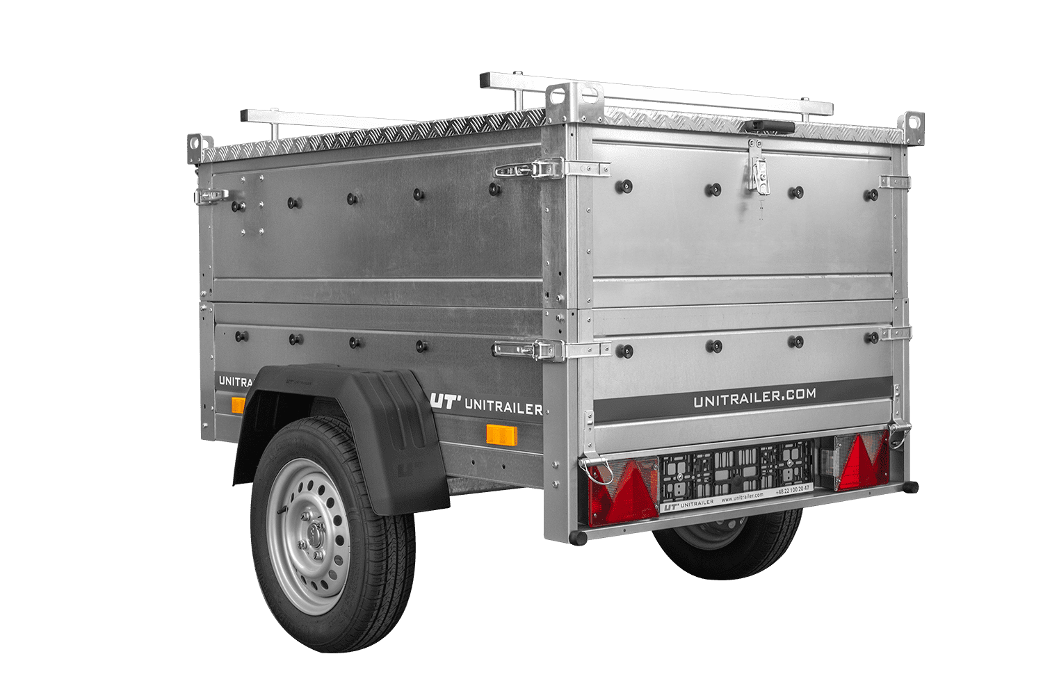 Remolque de un eje 150x106 UNITRAILER GARDEN 150 BASCULANTE con laterales BIS y tapa de aluminio