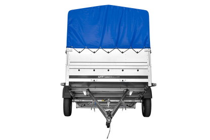 Remolque de un eje 264x150 UNITRAILER GARDEN 265 BASCULANTE con laterales adicionales, estructura alta H-800 y lona azul