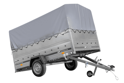 Remolque de un eje 264x150 UNITRAILER GARDEN 265 BASCULANTE con laterales adicionales, marco H-800 y lona gris