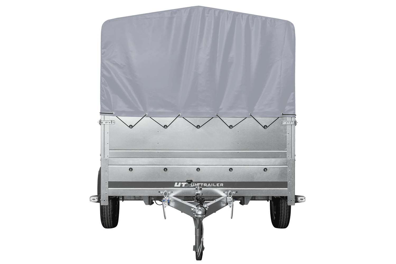Remolque de un eje 264x150 UNITRAILER GARDEN 265 BASCULANTE con laterales adicionales, marco H-800 y lona gris