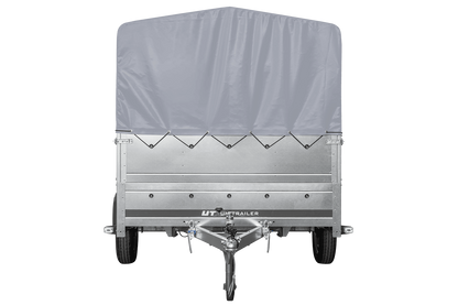 Remolque de un eje 264x150 UNITRAILER GARDEN 265 BASCULANTE con laterales adicionales, marco H-800 y lona gris