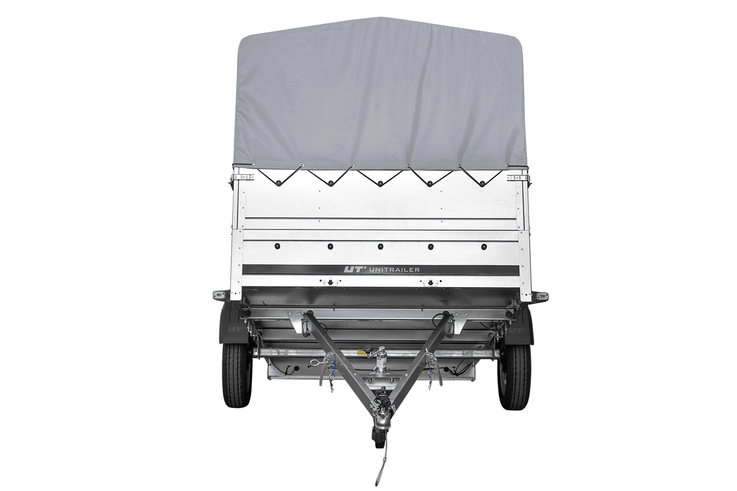 Remolque de un eje 264x150 UNITRAILER GARDEN 265 BASCULANTE con laterales adicionales, marco H-800 y lona gris