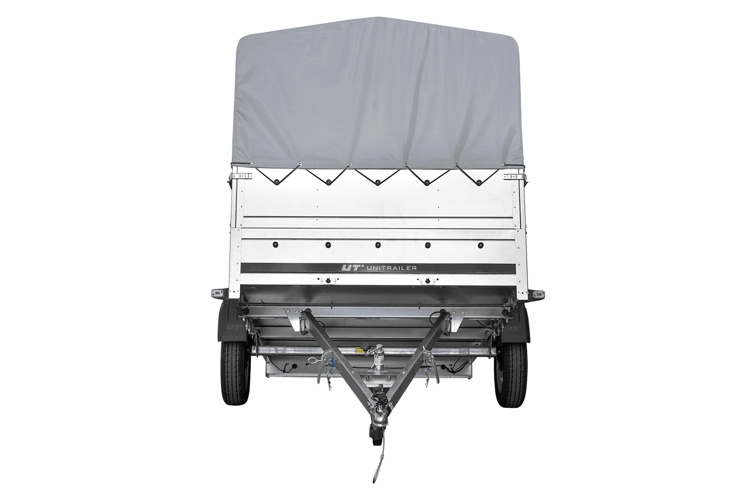 Remolque de un eje 264x150 UNITRAILER GARDEN 265 BASCULANTE con laterales adicionales, marco H-800 y lona gris