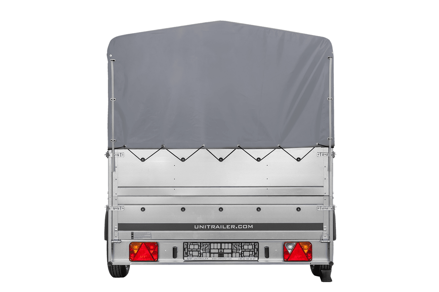 Remolque de un eje 264x150 UNITRAILER GARDEN 265 BASCULANTE con laterales adicionales, marco H-800 y lona gris