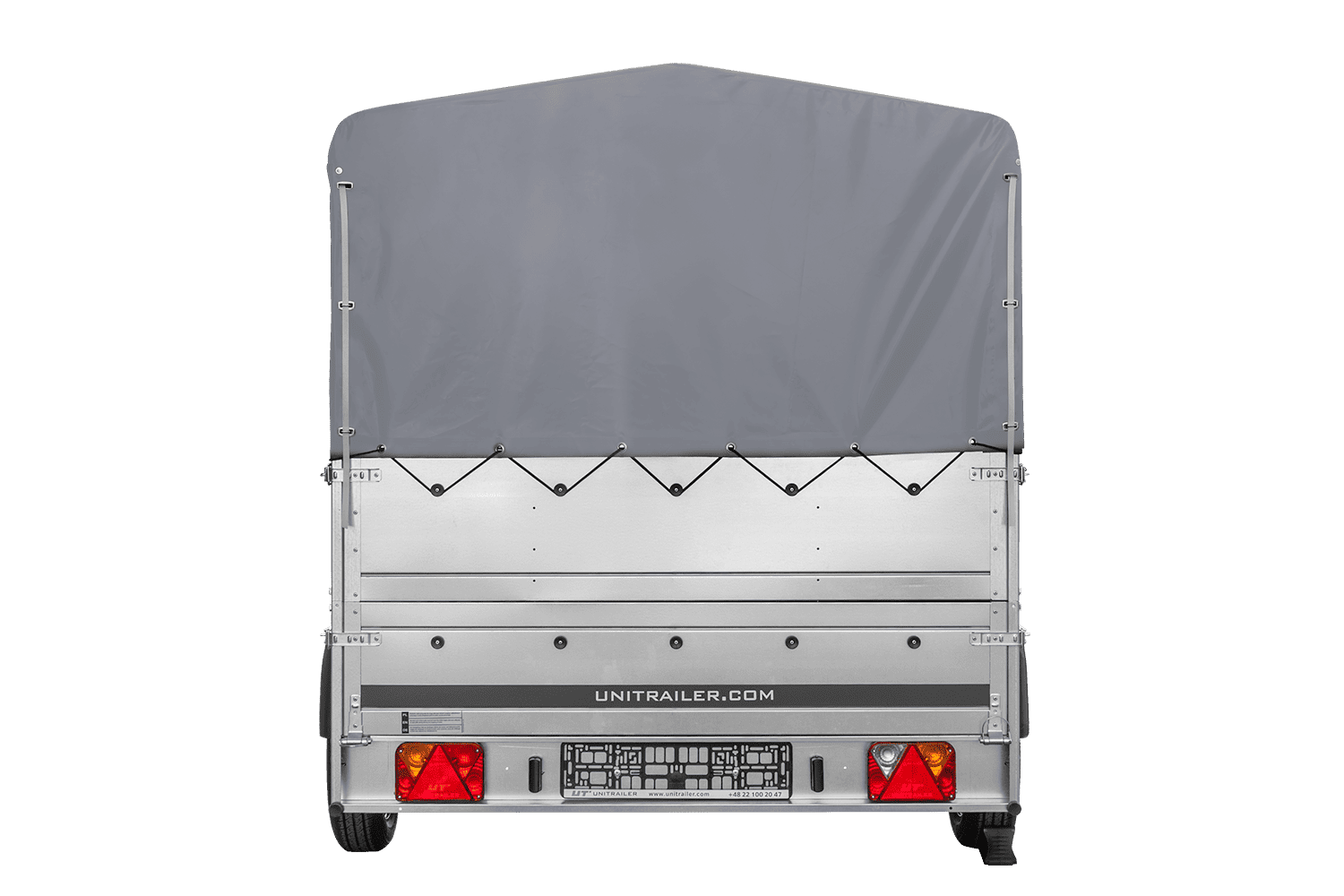 Remolque de un eje 264x150 UNITRAILER GARDEN 265 BASCULANTE con laterales adicionales, marco H-800 y lona gris